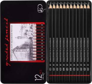 Soucolor Professional Sketch and Drawing pencils, Art Pencil Box Contains 12 Pieces Pencil
