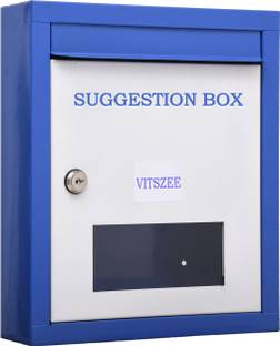 VITSZEE High Grade Metal Suggestion Box/Letter Box/Complaint Box/Donation Box/Startup idea innovation box/ with Two Key Lock Wall Mountable or On Table Surface (Blue) Suggestion Box