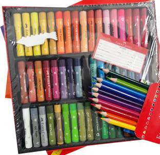 FABER-CASTELL Oil Pastels With Scratch Tool Alongwith Triangular Shape Colour Pencils