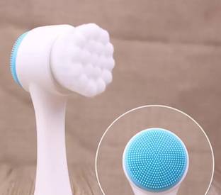 MM JUNCTION 2 in 1 Facial Cleansing Brush,3D Double Manual Silicone&Soft Bristles Face Brush