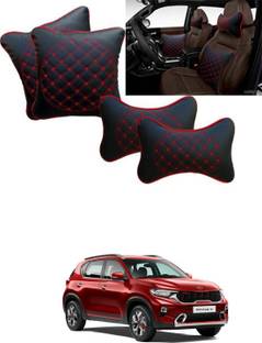 RONISH Black, Red Leatherite Car Pillow Cushion for Kia