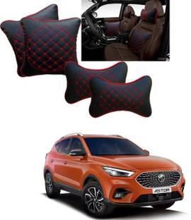 RONISH Black, Red Leatherite Car Pillow Cushion for MG