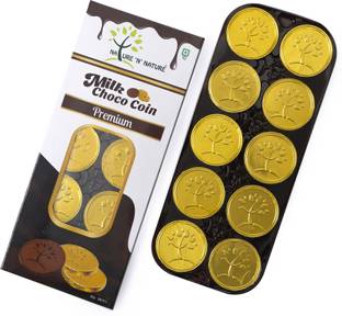 NATURE 'N' NATURE Milk Premium Big Gold Coin Chocolates, 60g pack, 10pcs big gold coin chocolates, pack of 2 Brittles