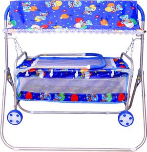 STEELOART New Born Baby Cradle With Siler Coating Buggy