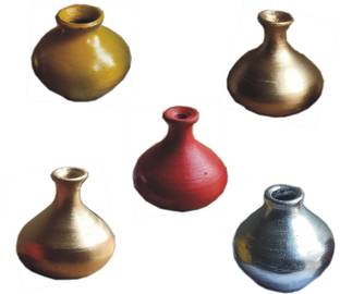 PHOBIS Colourful Terracotta Miniature Pots Vases Home Decorative showpiece, Set of 5 Terracotta Vase