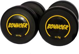 EXTREME FIT 15Kg X 2 High Quality Rubber Professional Bouncer (Yellow ) Fixed Weight Dumbbell