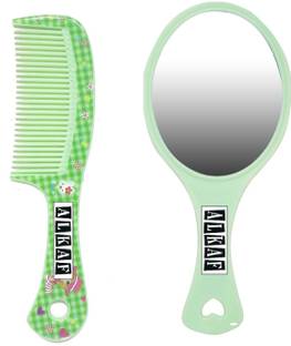 Alkaf Pocket hair Brush Comb With Mirror / Pocket Hair Brush ( Multicolor )