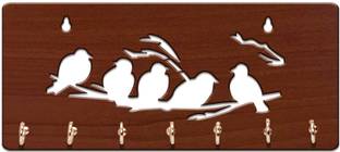 Suveharts 5 Birds Brown Shelf Wall Shelves for Home Decor MDF (Medium Density Fiber) Wall Shelf