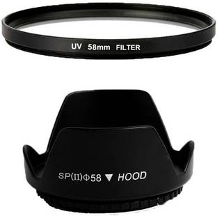 SHOPEE 58MM Tulip Flower Lens Hood with 58MM Saftey UV Lens Filter for eos 1000D 1100D 550D 600D 60D 650D 18-55MM 55-250MM  Lens Hood