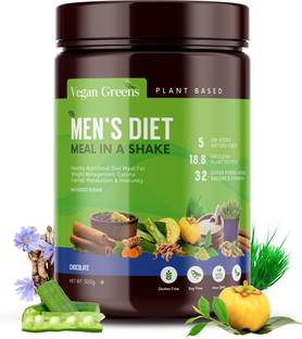 Vegan Greens Men Diet Meal In A Shake + Ayurvedic Herbs For Weight Management, 500g Chocolate Plant-Based Protein