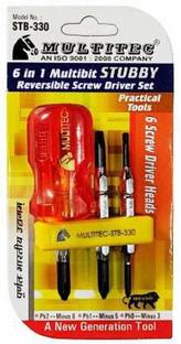 MULTITECH Multitec STB-330 6 in 1 MULTI BIT STUBBY REVERSIBLE SCREWDRIVER SET Precision Screwdriver Set