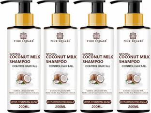 Pink Square Coconut Milk Shampoo For Hydrate,Nourishment Combo Pack 4 Bottle of200ml(800 ml