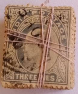 MANMAI COINS 100 Postage Stamps Lot - British India - KING EDWARD VII ( KE VII ) 3 Pies 1902 Stamps
