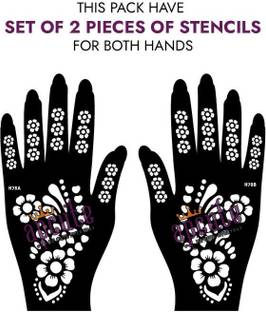 APCUTE Henna Stickers For Hands Set of 2 Piece|Mehandi Tattoo stencil Premium Design