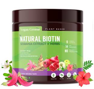 Vegan Greens Natural Plant Biotin 10000+ mcg With Triphala Amla For Stronger Hair 100gClassic