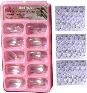 LikeUp Professionals Reusable Transparent Artificial Tips Best False Nails with tab Transparent