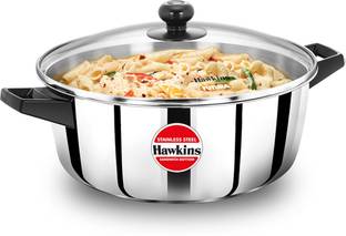 Hawkins Stainless Steel Induction with Glass Lid (SSCB50G) Cook and Serve Casserole