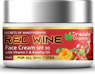Dravida Organics Red Wine Face Cream - Skin Firming, Moisturizing and Softening