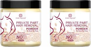 Pink Square Private Part Hair Removal Powder Combo Pack Of 2 100g(200g Wax