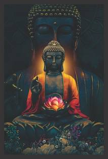 shivang craft lord Buddha Photo Painting PF RE-02 Digital Reprint 18 inch x 12 inch Painting