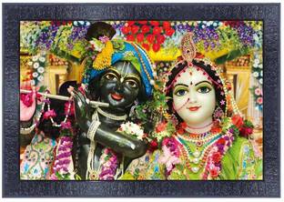 pnf Poster And Frame Radha Krishna Wooden Photo Frame | Best Gift For Decoration Digital Reprint 10 inch x 14 inch Painting