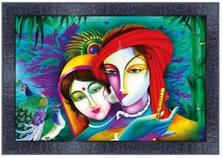 pnf Radha Krishna Wood Photo Frames with Acrylic Sheet (Glass)14712 Digital Reprint 10 inch x 14 inch Painting
