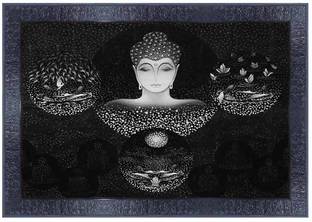 pnf Buddha Wood Photo Frames with Acrylic Sheet (Glass)7021 Digital Reprint 10 inch x 14 inch Painting