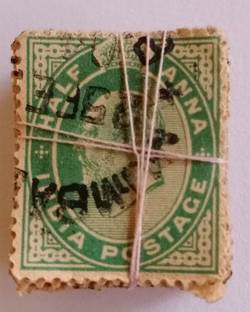 MANMAI COINS 100 Postage Stamps Lot - British India KING EDWARD VII ( KE VII ) 1/2 Anna 1902 Stamps