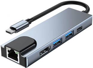 ATEKT 5 in 1 Type C to HDMI, Rj45, PD, 2 Port USB 3.0 Adapter Hub Ethernet Rj45 LAN 5 in 1hub HDMI Connector