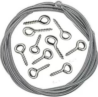 MINSALES™ wire spring for Window Curtain Net Cord Kit with Pack of (12 Hooks / 20 METER) Curtain Ring with Hook