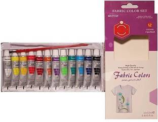 PEACORA Fabric color Set 12ml Tubes 12 Colors for Drawing & Painting