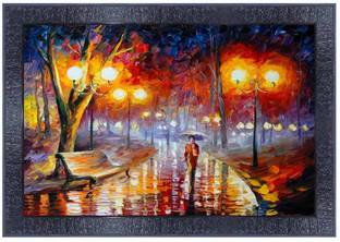 pnf Landscape hand painting scenery art Wood Frames with Acrylic Sheet (Glass)27771 Digital Reprint 10.25 inch x 13.75 inch Painting