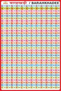 Hindi Barahkhadi Chart, K Ka Ki Kee Chart | Hindi English Barahkhari | 12 Khari chart | Hindi And English Learning Barahkhari Chart For Kids | Creative Hindi Learning Wall Chart size 12x18 For Beginners Paper Print