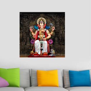 Divine studio 55 cm lord ganesh Matte finish Lord Ganesha Ganpati ji Wall Sticker Picture 343 Self Adhesive Sticker