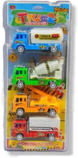 Sanchi Creation 4 Pcs JCB Working Machine Truck Set Friction Powered For Kids Boys Girls