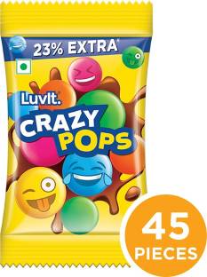 LuvIt CrazyPops | Button Shaped Treats | 45 x 9.1g Chocolate Skittles