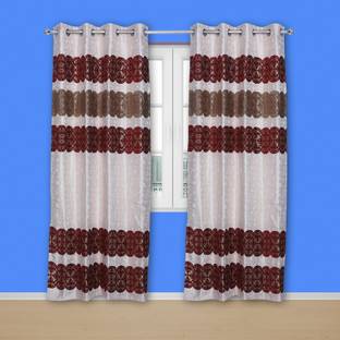 Parda Online 152 cm (5 ft) Window Jacquard Room Darkening Curtain Single Curtain
