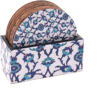DULI Round Medium Density Fibreboard Coaster Set