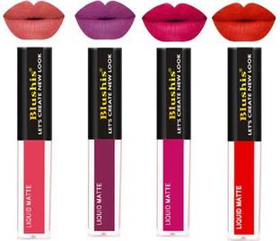 BLUSHIS Non Transfer Waterproof Longlast Liquid Matte Mini Lipstick Combo Pack Of 4