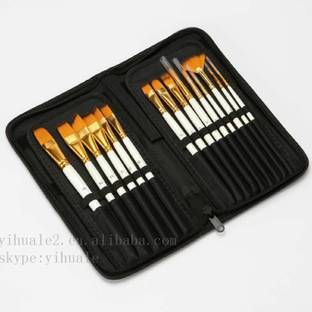 Dstone High Quality Nylon Hair Wood Handle Paint Brush Acrylic Watercolor set of 12
