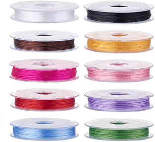 Kandle 10Rolls Mixed Color Crystal Elastic Strong Stretchy Beading Thread String 0.8mm multicolor Sequins