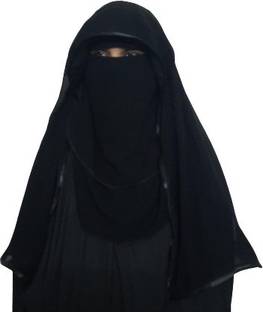 A One FRONT FLAP & BLACK BORDER 80cm x 70cm SOFT & SMOOTH 4 LAYER NOSE PIECE FOR BURQA बुर्का