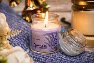 Floryn decor Lid Jar Lavender Scented Candle Candle