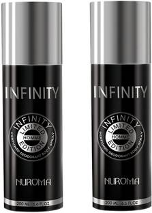 NUROMA infinity black deodorant pack of 2 Body Spray  -  For Men & Women