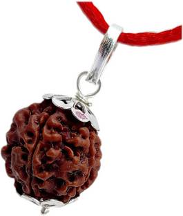 प्रियांशु नवरत्न 5 Face Certified 5 Mukhi Rudraksha Pendant Original Silver Plated Locket Silver Beads मेटल पेंडेंट