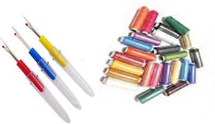 Sharum Crafts Sewing Tools 3 Seam Ripper & 10 Multi Thread Spool Sewing Kit