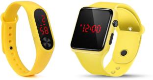 V&Y COMBO DIGITAL YELLOW LED BAND WATCH