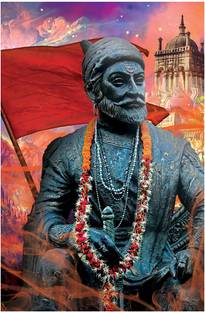surmul 45.72 cm Chhatrapati Shivaji Maharaj Wall Poster Self Adhesive Sticker