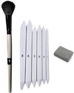 Craftacious Super Soft Blending Brush for Shading/Smudging + Paper Stumps + Kneadable Eraser