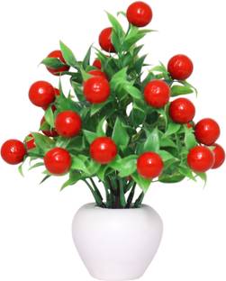 NERAPI Multicolor Cherry Artificial Flower  with Pot
